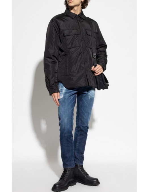JACHETA DSQUARED2, Snap Padded Jacket, Buzunare atasate, Negru - S74DM0944S53817900