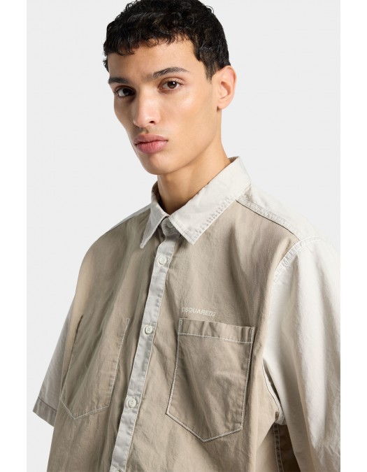 Camasa DSQUARED2, Inside Out Short Sleeves Shirt, Beige - S74DM0971S35175801