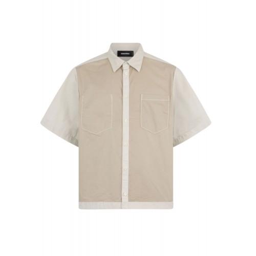Camasa DSQUARED2, Inside Out Short Sleeves Shirt, Beige