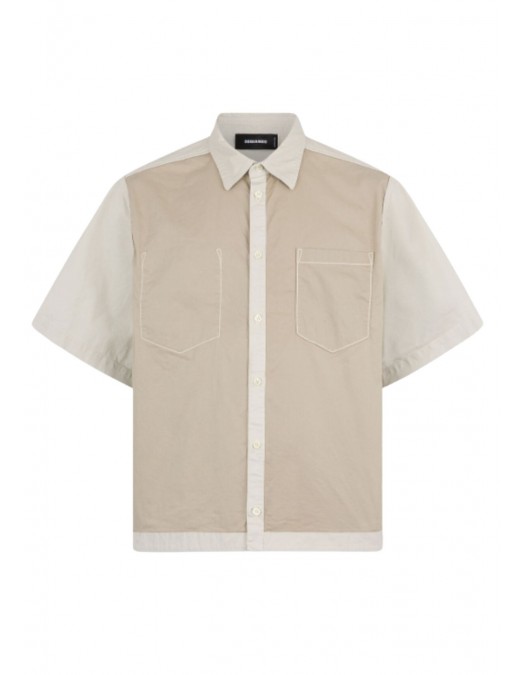 Camasa DSQUARED2, Inside Out Short Sleeves Shirt, Beige - S74DM0971S35175801