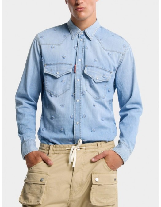 Camasa DSQUARED2, Super Light Wash Canadian Western Shirt - S74DM1014S30341470