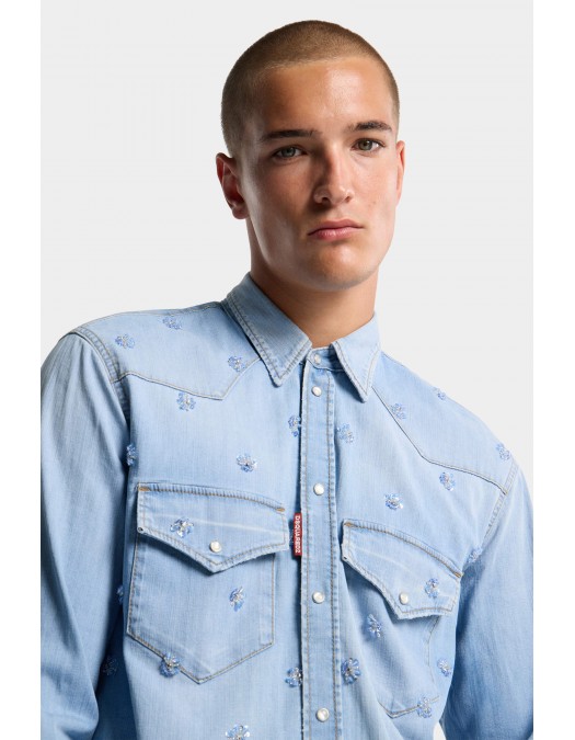Camasa DSQUARED2, Super Light Wash Canadian Western Shirt - S74DM1014S30341470