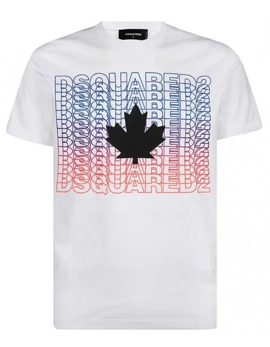 Tricou Dsquared2, Imprimeu frunza 3D, Alb - S74GD0830S22427100