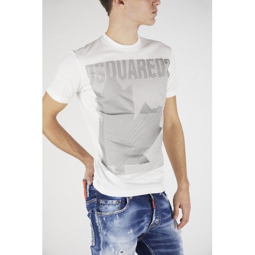 Tricou Dsquared2, D2 Leaf Graphic T-Shirt, White Tricou Dsquared2, D2 Leaf Graphic T-Shirt, White