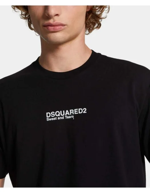 Tricou DSQUARED2, Mini Logo Print, Cool, Black - S74GD0946D20020900 Tricou DSQUARED2, Mini Logo Print, Cool, Black - S74GD0946D20020900