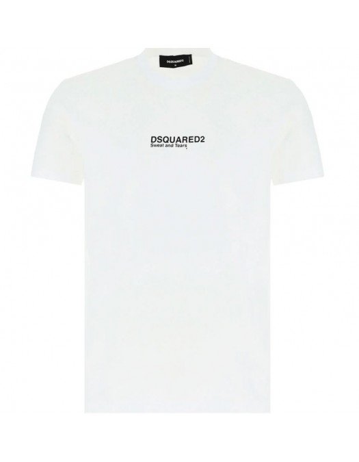 Tricou DSQUARED2, Sweat and tears, Alb - S74GD0946S23009100