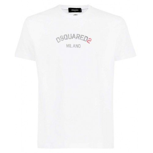 Tricou DSQUARED2, Imprimeu Dsquared2 Milano, Alb