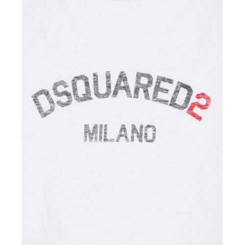 Tricou DSQUARED2, Imprimeu Dsquared2 Milano, Alb