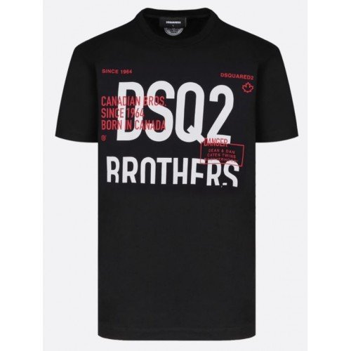 Tricou DSQUARED2, Print Brothers, Negru