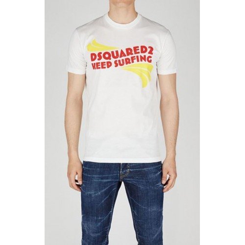 Tricou DSQUARED2, Kepp Surfing Print, White