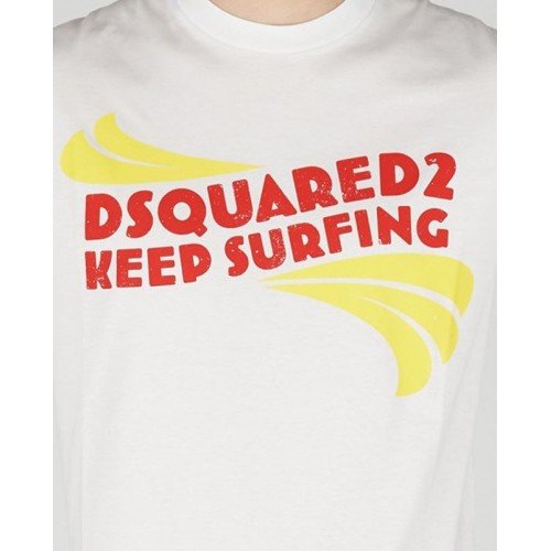 Tricou DSQUARED2, Kepp Surfing Print, White