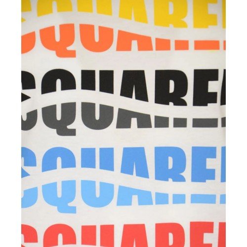 Tricou DSQUARED2, Multicolor Print Frontal, Alb