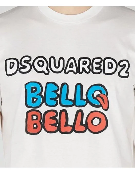 Tricou DSQUARED2, Bello Print, White - S74GD1095S23009100 Tricou DSQUARED2, Bello Print, White - S74GD1095S23009100