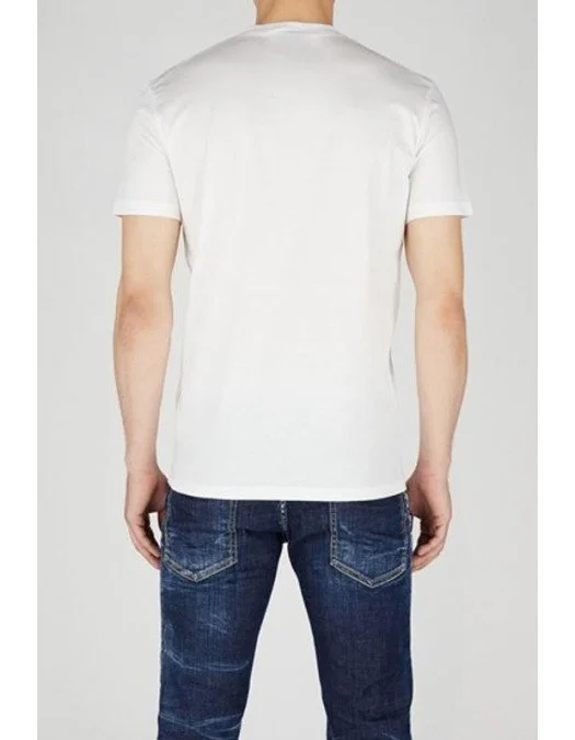 Tricou DSQUARED2, Logo Colorat Frontal, Alb - S74GD1096S23009100 Tricou DSQUARED2, Logo Colorat Frontal, Alb - S74GD1096S23009100