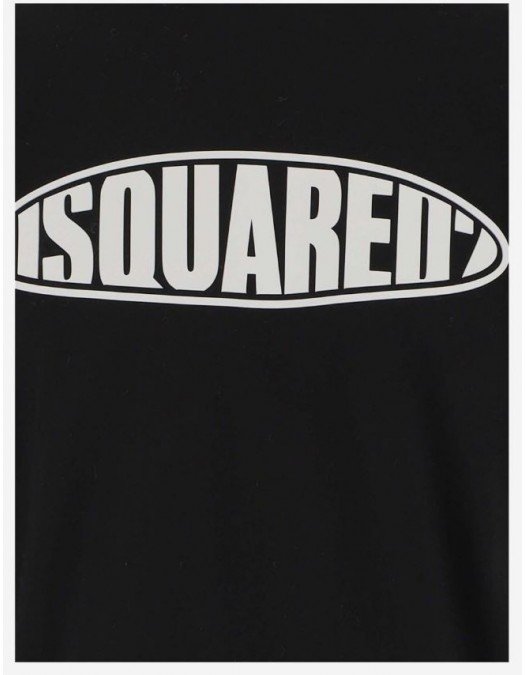Tricou DSQUARED2, Logo Print Frontal, Bumbac, Black - S74GD1097S23009900