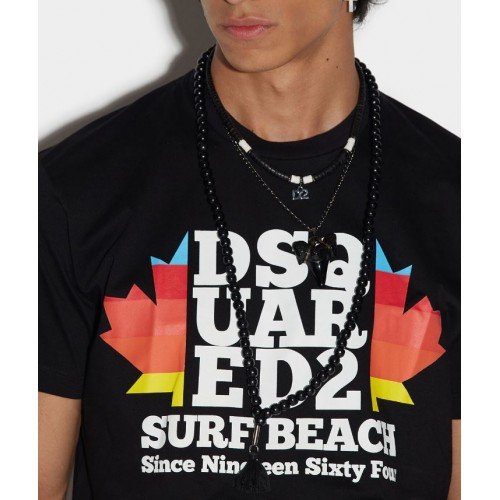 Tricou DSQUARED2, Surf Beach Since 1964, Negru
