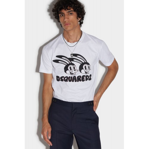 Tricou DSQUARED2, Rabbit Print, White Tricou DSQUARED2, Rabbit Print, White