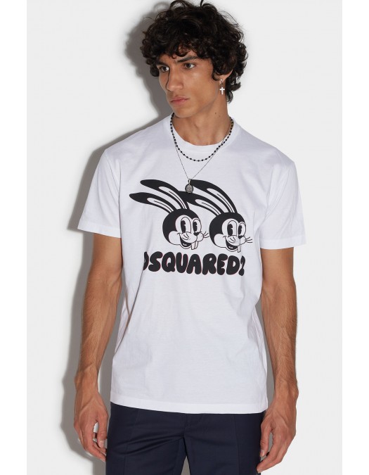 Tricou DSQUARED2, Rabbit Print, White - S74GD1136S22427100