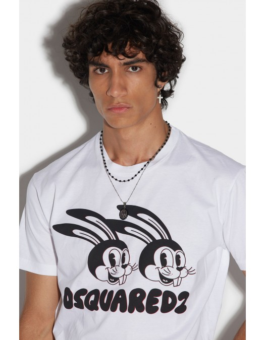 Tricou DSQUARED2, Rabbit Print, White - S74GD1136S22427100