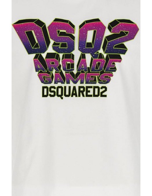 Tricou DSQUARED2, Arcade Games Print, Alb - S74GD1152S23009100