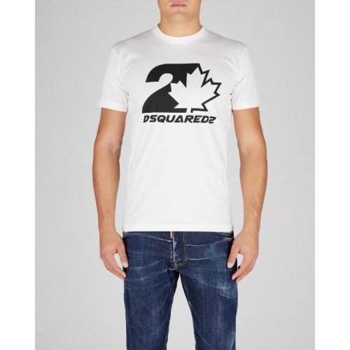 Tricou DSQUARED2, D2 Black Leaf, Alb