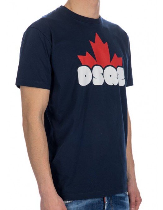Tricou DSQUARED2, Leaf Red Logo, Bleumarin - S74GD1159S23009478