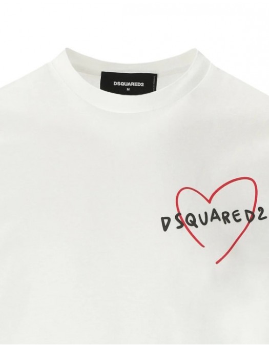 Tricou DSQUARED2, Cool Fit, Heart, Alb - S74GD1162S23009100