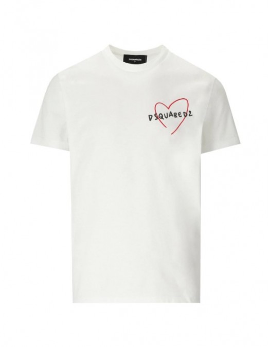 Tricou DSQUARED2, Cool Fit, Heart, Alb - S74GD1162S23009100