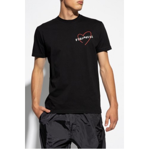 Tricou DSQUARED2, Cool Fit, Heart, Negru Tricou DSQUARED2, Cool Fit, Heart, Negru