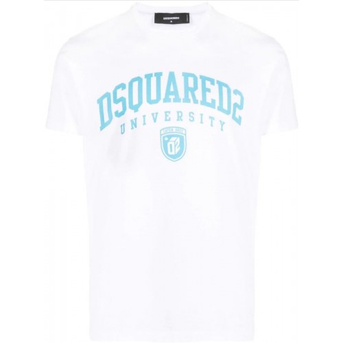 Tricou DSQUARED2, Print Frontal University, Alb