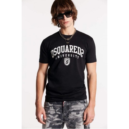 Tricou DSQUARED2, Print Frontal University, Negru