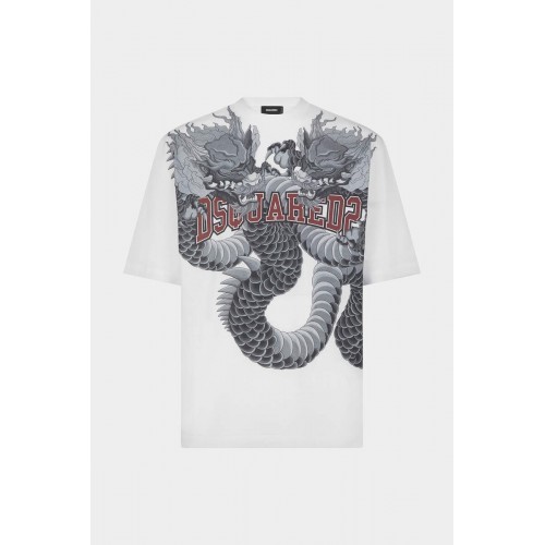 Tricou DSQUARED2, Japanese tattoos Print, Alb Tricou DSQUARED2, Japanese tattoos Print, Alb