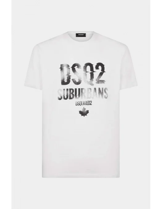 Tricou DSQUARED2, Subarbans Print, White - S74GD1219D20014100 Tricou DSQUARED2, Subarbans Print, White - S74GD1219D20014100