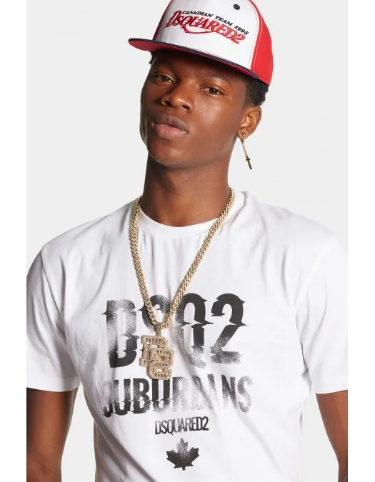 Tricou DSQUARED2, Subarbans Print, White - S74GD1219D20014100 Tricou DSQUARED2, Subarbans Print, White - S74GD1219D20014100