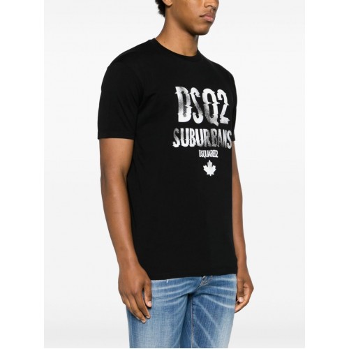 Tricou DSQUARED2, Subarbans Print, Black Tricou DSQUARED2, Subarbans Print, Black