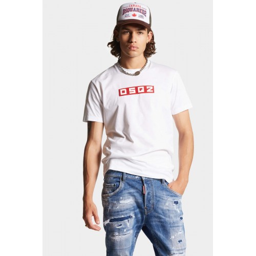 Tricou DSQUARED2, Red Print DSQ2, White Tricou DSQUARED2, Red Print DSQ2, White