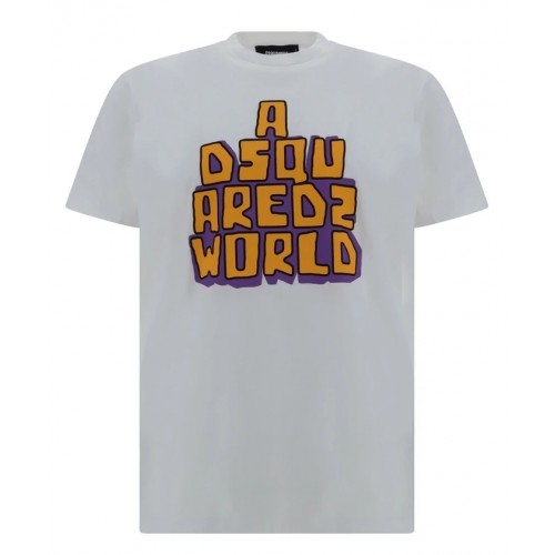 Tricou DSQUARED2, Slogan Print, Alb Tricou DSQUARED2, Slogan Print, Alb
