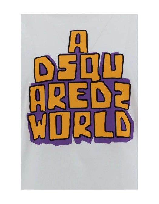 Tricou DSQUARED2, Slogan Print, Alb - S74GD1225S23009100