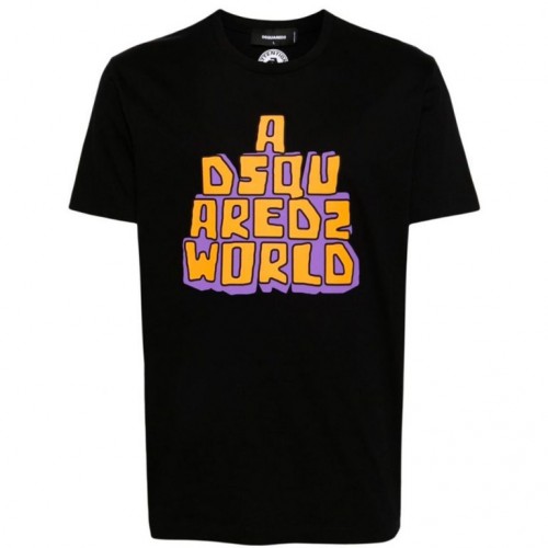Tricou DSQUARED2, Slogan Print, Negru Tricou DSQUARED2, Slogan Print, Negru