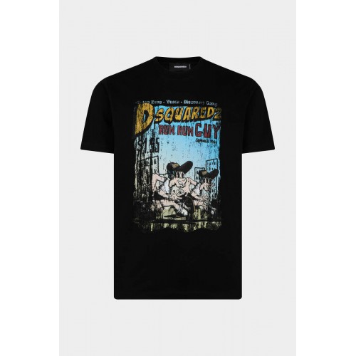 Tricou DSQUARED2, Muticolor Print, Negru Tricou DSQUARED2, Muticolor Print, Negru