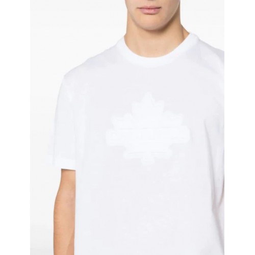 Tricou DSQUARED2, Leaf Print, White Tricou DSQUARED2, Leaf Print, White