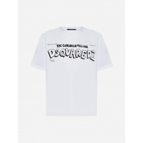 Tricou DSQUARED2, Caten Village, Alb Tricou DSQUARED2, Caten Village, Alb