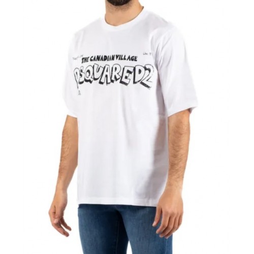 Tricou DSQUARED2, Caten Village, Alb Tricou DSQUARED2, Caten Village, Alb