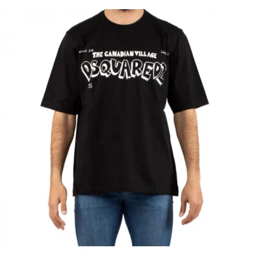 Tricou DSQUARED2, Caten Village, Negru Tricou DSQUARED2, Caten Village, Negru