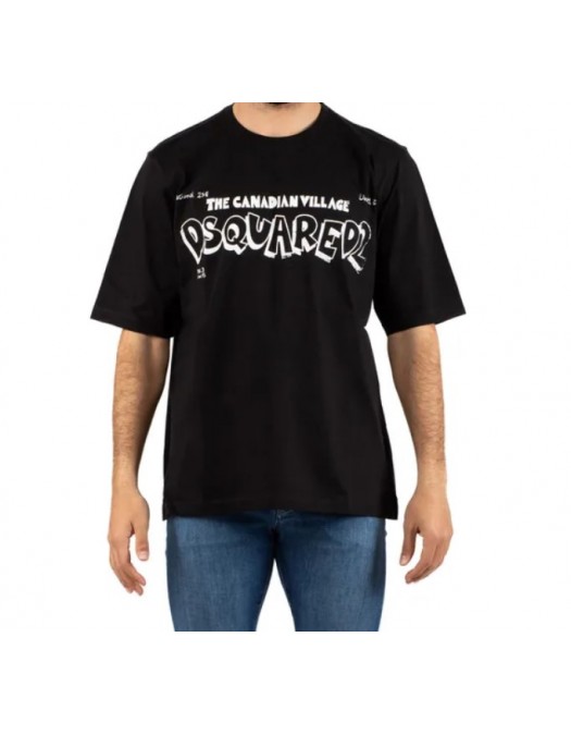 Tricou DSQUARED2, Caten Village, Negru - S74GD1242S23009900