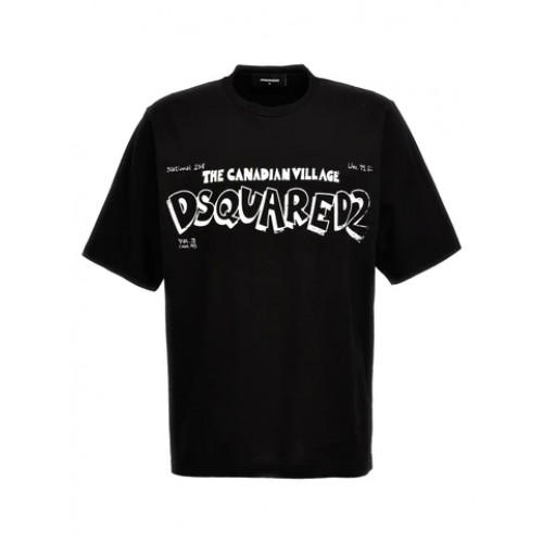 Tricou DSQUARED2, Caten Village, Negru Tricou DSQUARED2, Caten Village, Negru