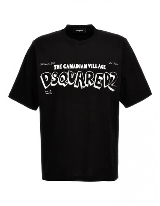 Tricou DSQUARED2, Caten Village, Negru - S74GD1242S23009900