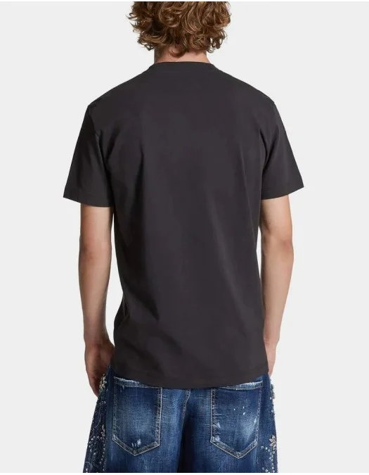 Tricou DSQUARED2, Logo Plaque Insert, Grey - S74GD1253D20020860 Tricou DSQUARED2, Logo Plaque Insert, Grey - S74GD1253D20020860