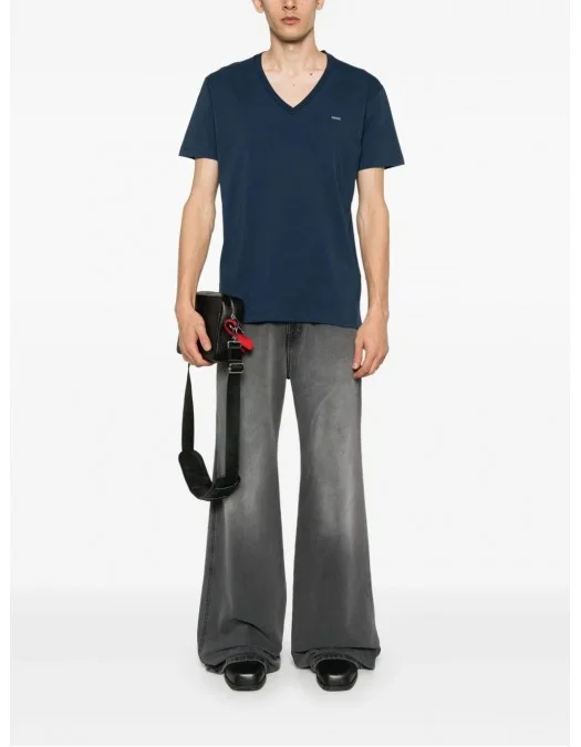 Tricou DSQUARED2, V Neck, Logo Plaque Insert, Cool Fit, Bleumarin - S74GD1254D20020524