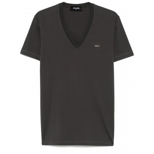 Tricou DSQUARED2, V Neck, Logo Plaque Insert, Cool Fit, Dark Grey Tricou DSQUARED2, V Neck, Logo Plaque Insert, Cool Fit, Dark Grey